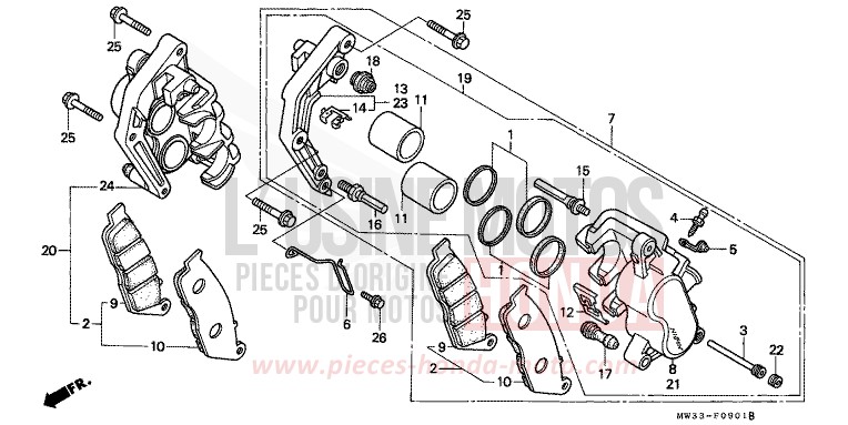 ETRIER DE FREIN AVANT (CB750F2) de CB Seven Fifty NOIR (NH1) 1992